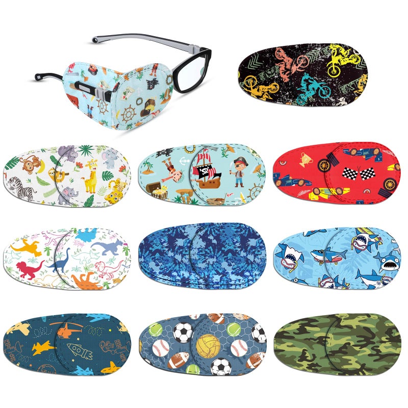 Panelee Panelee 10 Pcs Adhesive Eye Patches for Kids Boys 10 Styles Latex Free Eye Pad Bulk Light Blocking Fun Cute Cotton Adhesive Bandages for Girls Toddler Lazy Eye(Cute)  - Image 1