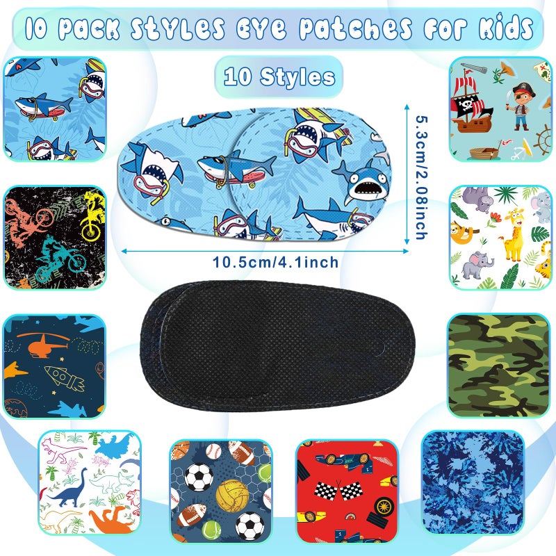 Panelee Panelee 10 Pcs Adhesive Eye Patches for Kids Boys 10 Styles Latex Free Eye Pad Bulk Light Blocking Fun Cute Cotton Adhesive Bandages for Girls Toddler Lazy Eye(Cute)  - Image 2