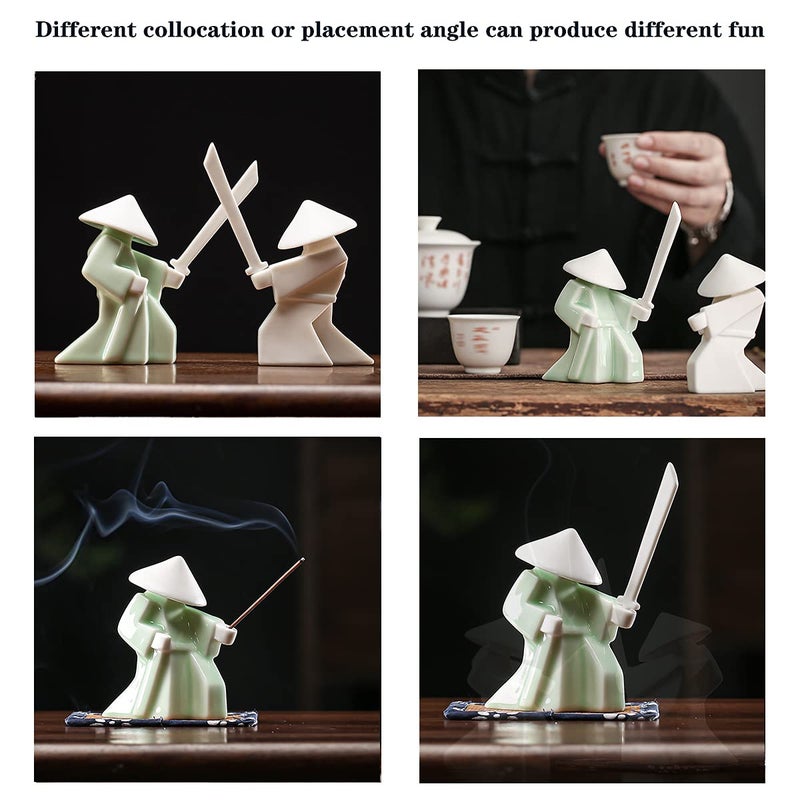 LYART Tea Pet Warrior Statue Figurine Tea Ornament Accessories Cute Kung Fu Tea Ceramic Sculpture Decoration Gift for Tearoom Home Office Children's Day Gift for Tea Lover 1pcs(Green) - Image 3