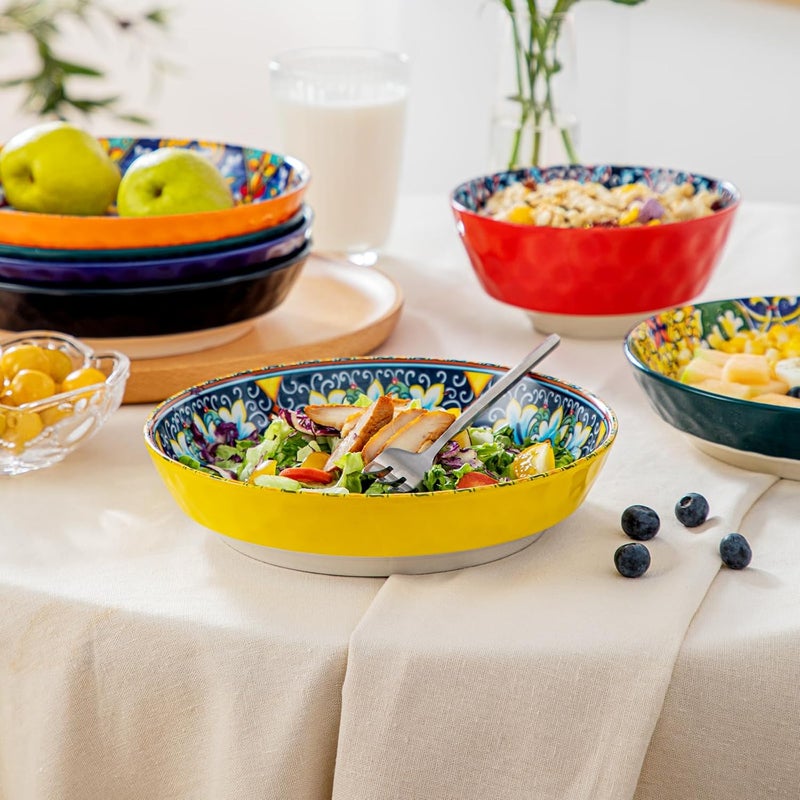 vancasso 32 Oz Pasta Bowls Sets of 6, Ceramic Large Colorful Salad Serving Bowls for Kitchen, Dishwasher & Microwave Safe, Soup Pasta Plates - Image 5