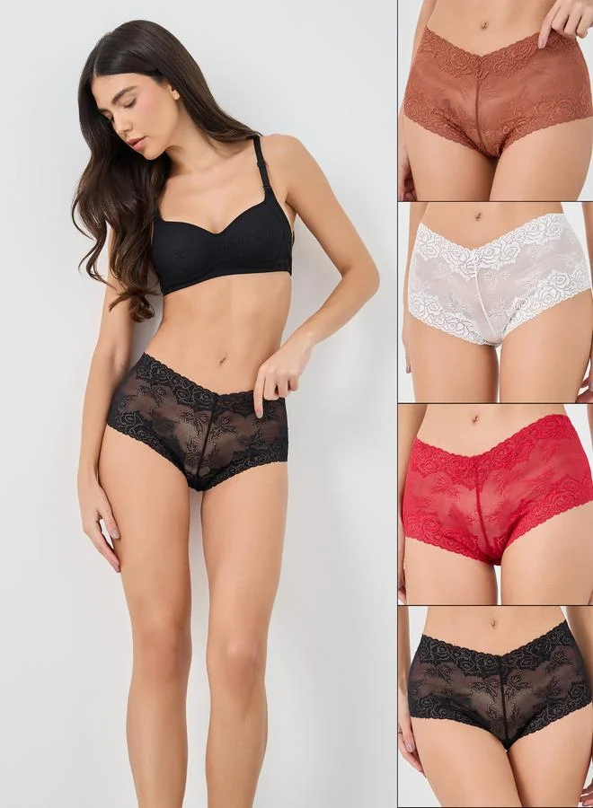 Styli Styli Pack of 4 - Lace Hipster Briefs