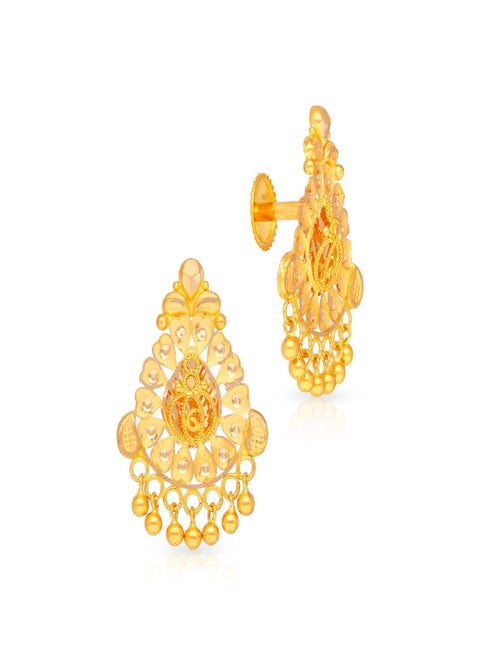 22KT 916 Gold Drops Earrings for Women FLER251