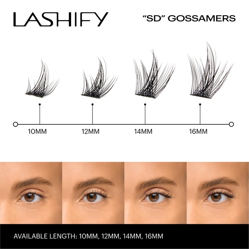 Lashify Stardust 14mm Gossamer DIY Eyelash Extensions Refill, The Multi-Length Multi Layered Lash, Thin Fibers of the Classic "C" Style, Black, Easy False Lashes - Image 4
