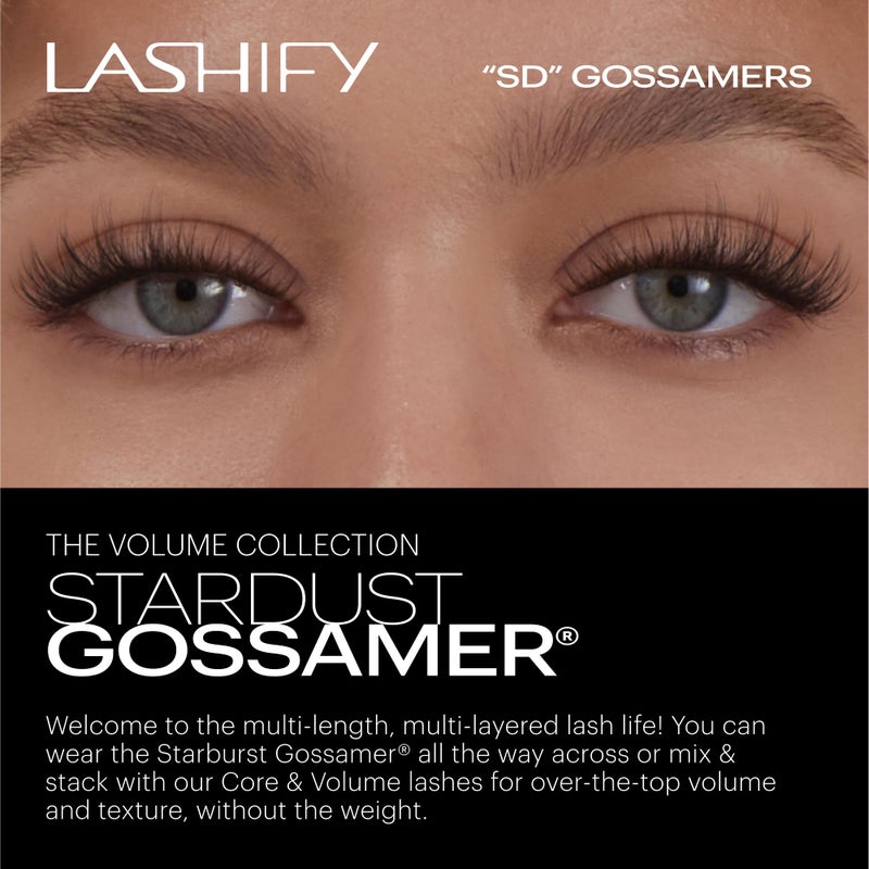Lashify Stardust 14mm Gossamer DIY Eyelash Extensions Refill, The Multi-Length Multi Layered Lash, Thin Fibers of the Classic "C" Style, Black, Easy False Lashes - Image 2