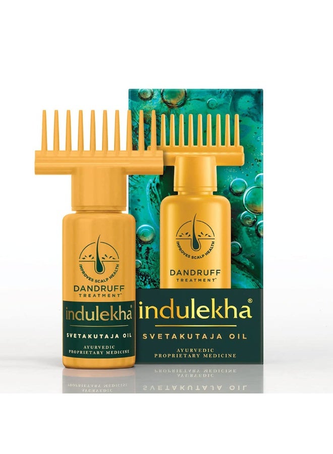 Indulekha Svetakutaja Ayurvedic Hair Oil 100 ml|Ayurvedic Medicinal oil for dandruff treatment with Svetakutaja-Comb Applicator Bottle for Men & Women - Image 1