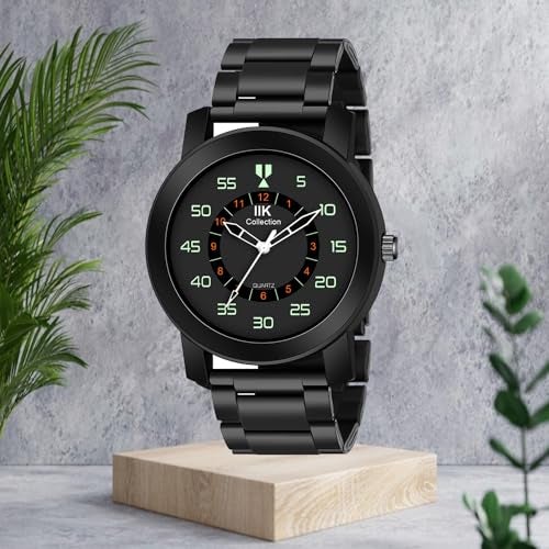 IIK COLLECTION Watches for Men Round Numerical Dial Analogue Men Watch|Long Battery Life|Stainless Steel Bracelet Black Chain with Long Lasting Polish Watches for Boys. - Image 2