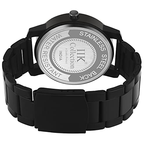 IIK COLLECTION Watches for Men Round Numerical Dial Analogue Men Watch|Long Battery Life|Stainless Steel Bracelet Black Chain with Long Lasting Polish Watches for Boys. - Image 4