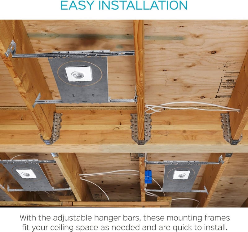 LUXRITE New Construction Mounting Plate, 3-4-6 Inch LED Recessed Lighting Kits, Extendable Hanger Bars, ETL Listed - Shallow Recessed Light Housing - Image 5