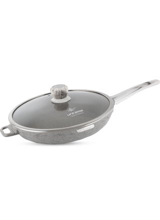 LIFE SMILE Frying Pan Big Size With Lid - Multi Layer Granite Coating Fry Pan | 100% PFOA FREE | Heat-Resistant Handle Hanging Loop | Induction Base (Davy Grey, 28 CM (2.9 Liters)) - pzsku/Z0E724AAE436322412A5CZ/45/_/1739789595/7cab82a9-6b27-40f4-b126-01dc226f82aa