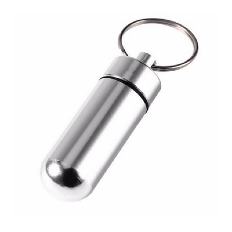 White, one 10g waterproof aluminum medicine box with keychain seal (height 48mm, diameter 17mm) - Image 1