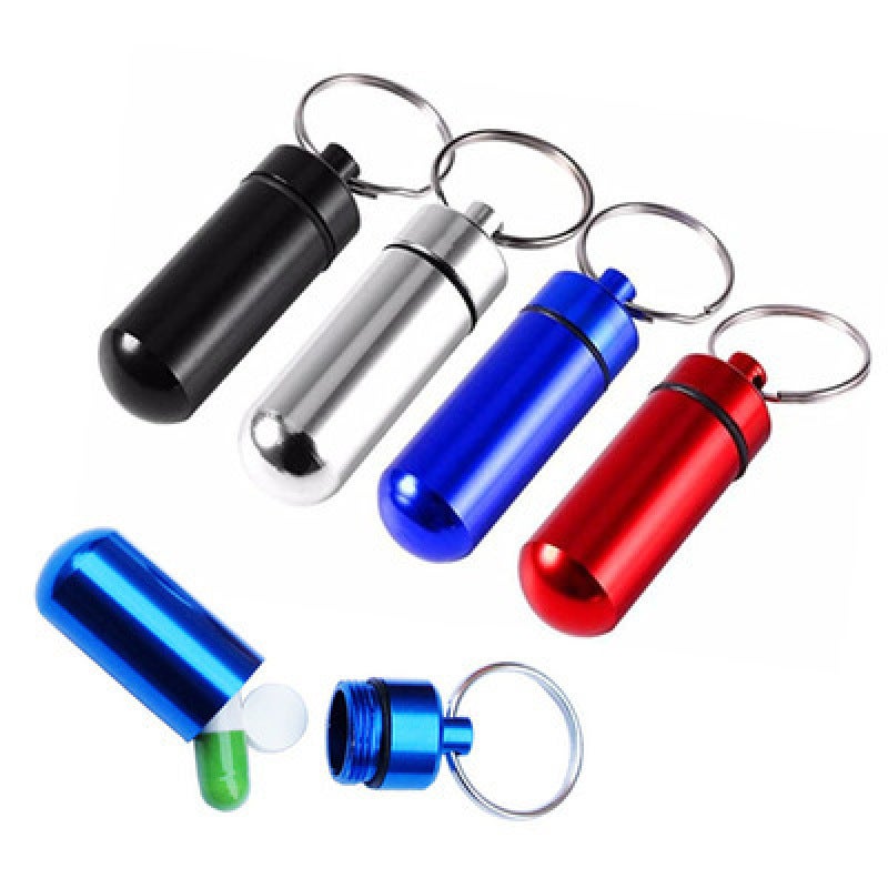 White, one 10g waterproof aluminum medicine box with keychain seal (height 48mm, diameter 17mm) - Image 3