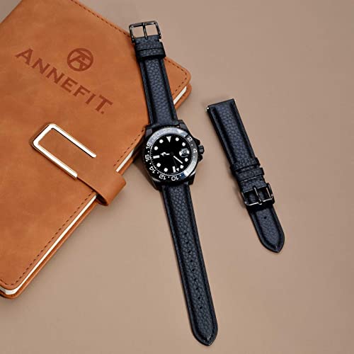 ANNEFIT Watch Band 20mm Quick Release Textured Padded Leather Straps with Black Buckle for Men and Women Black - Image 3