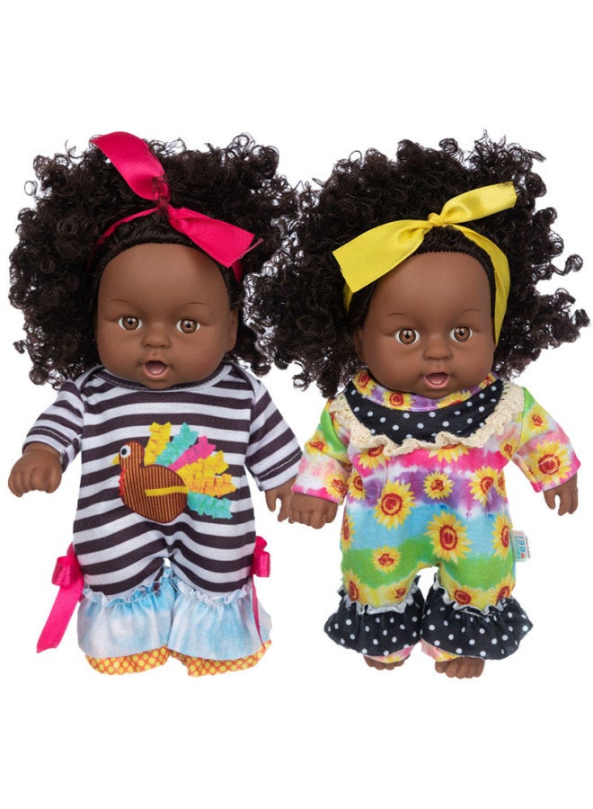 Direct Supply Vinyl Doll 8 Inch African Black Doll Children's Simulation Baby 20cm Rebirth Doll Toy-Color:Q8-054C Red Blue Sleeve Shorts-Height:8 Inch Vinyl Doll - Image 3