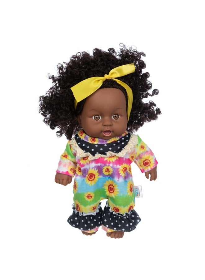 Direct Supply Vinyl Doll 8 Inch African Black Doll Children's Simulation Baby 20cm Rebirth Doll Toy-Color:Q8-054C Red Blue Sleeve Shorts-Height:8 Inch Vinyl Doll - Image 4