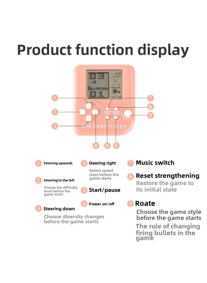 Mini Handheld Tetris Game Machine Toy Keychain Children's Educational Decompression Ornaments Student Small Gifts-Model:Orange [Tetris Game Machine] 26 Kinds Of Games