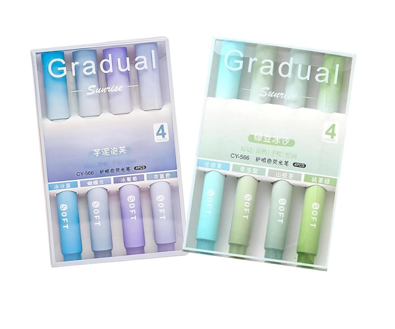 CLOSAL ® Aesthetic Cute Highlighter Pen || Highlighters Markers Pen || Pastel Highlighter Pen Set || Cute Highlighter Pastels (Blue & Green) - Image 1