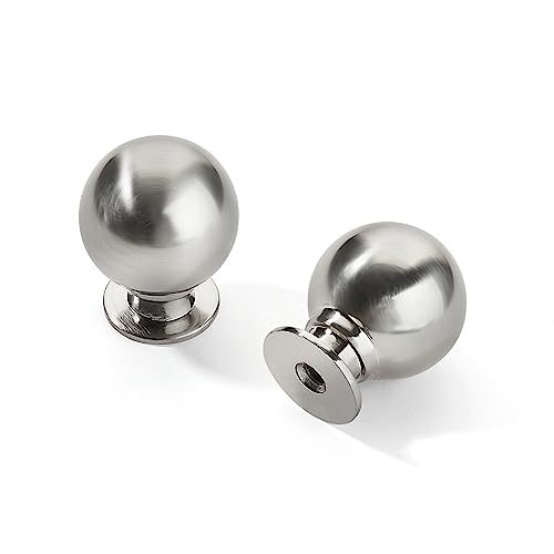 CABDM 10 Pack 1 Inch Vintage Ball Brushed Nickel Cabinet Knobs Kitchen Cabinet Hardware Satin Nickel Drawer Knobs Pulls for Drawers - Image 1