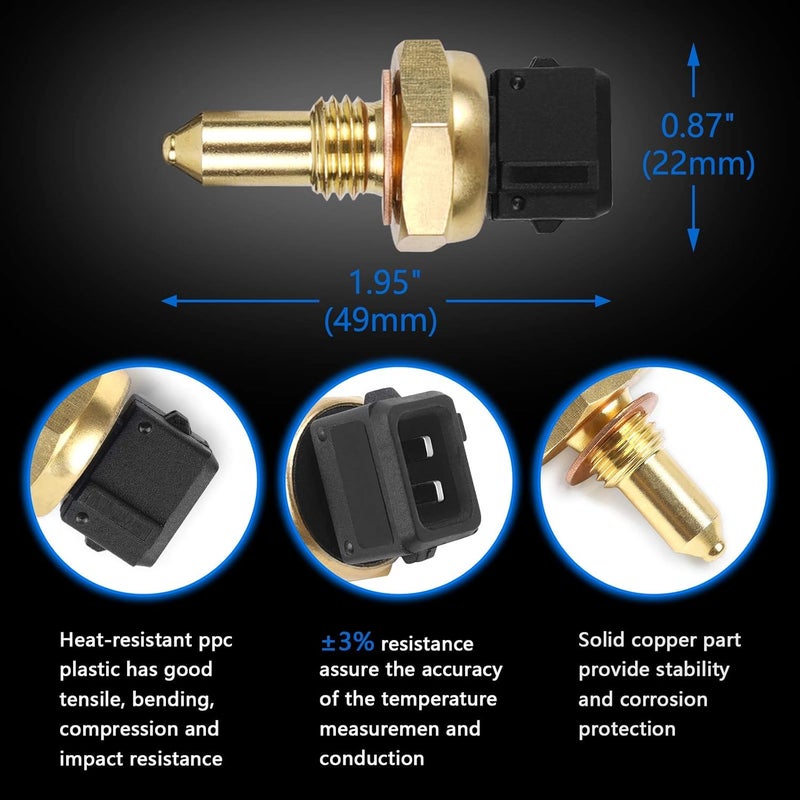 OTUAYAUTO Engine Water Coolant Temperature Sensor -Replacement for BMW 320i 325ci 325i 325xi 328i 330i 330xi 335xi 525i 528i 530i 535i 545i 550i M3 X3 X5 - fits 1997-2014 Vehicles, OEM# 13621433076 - Image 3