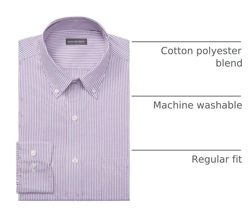 Van Heusen mens Regular Fit Pinpoint Stripe Dress Shirt, Wild Orchid, 17.5 Neck 34 -35 Sleeve US - Image 4