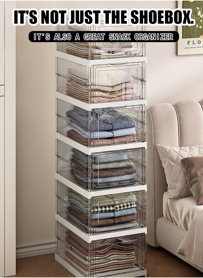 3-layer shoe storage box, with a visual window and ventilation design for organizing shoes, transparent plastic stackable shoe container storage box, saves space