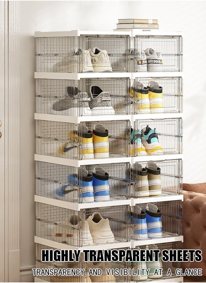 3-layer shoe storage box, with a visual window and ventilation design for organizing shoes, transparent plastic stackable shoe container storage box, saves space