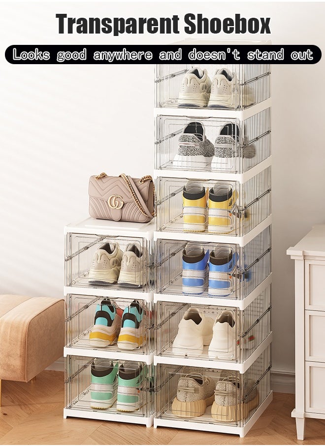 3-layer shoe storage box, with a visual window and ventilation design for organizing shoes, transparent plastic stackable shoe container storage box, saves space