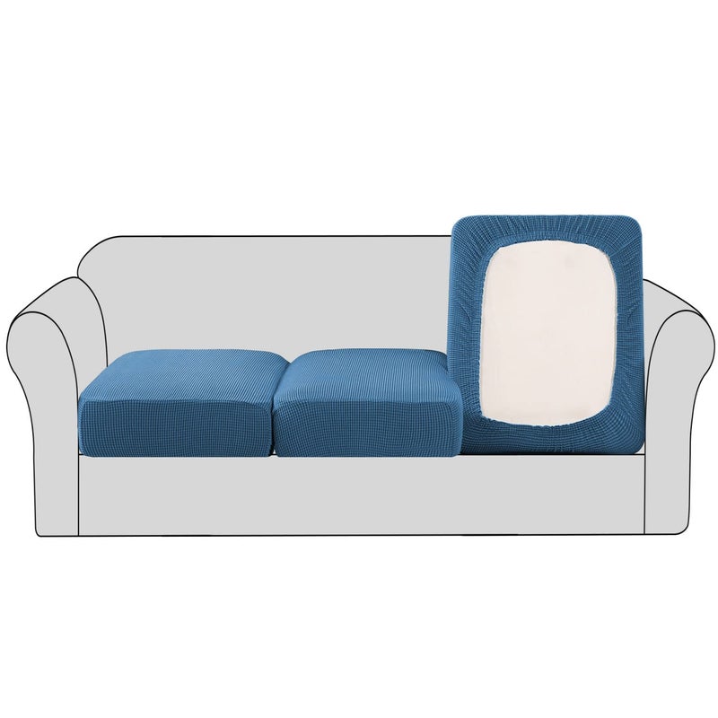 H.VERSAILTEX HVERSAILTEX Super Stretch Couch Cushion Covers Sofa Cushion Slipcovers Jacquard Fabric Individual Seat Couch Slipcover Sets for Pets with Elastic Bottom3 Packs Cushion Sofa Covers Dusty Blue