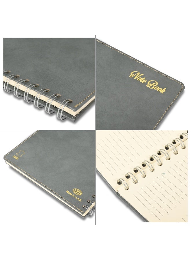 FIS Executive Bonded Leather Spiral Notebook, Size: 265x200mm, 72 Sheets, Round Corner, Sewn Cover, 70 gsm Ivory Paper, Grey Color, Pack in Gift Box-FSNBSEXIVBLGY - Image 5