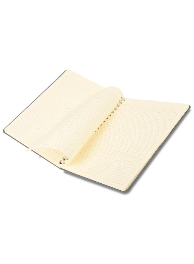 FIS Executive Bonded Leather Spiral Notebook, Size: 265x200mm, 72 Sheets, Round Corner, Sewn Cover, 70 gsm Ivory Paper, Grey Color, Pack in Gift Box-FSNBSEXIVBLGY - Image 4