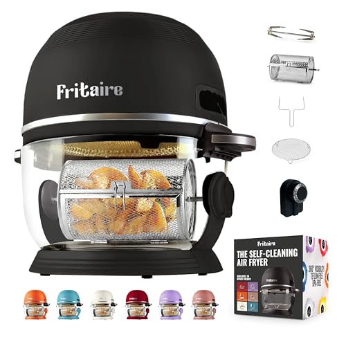 Fritaire Non Toxic Air Fryer™ Pro | 9-in-1 Glass Air Fryer | Self-Cleaning | 5 Quart | Rotisserie and Tumbler | 400F Vortex For Even Cooking, BPA-Free Teflon Free, Recrisp, Roast, Bake, Black - Image 1