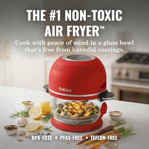 Fritaire Non Toxic Air Fryer™ Pro | 9-in-1 Glass Air Fryer | Self-Cleaning | 5 Quart | Rotisserie and Tumbler | 400F Vortex For Even Cooking, BPA-Free Teflon Free, Recrisp, Roast, Bake, Black - Image 5