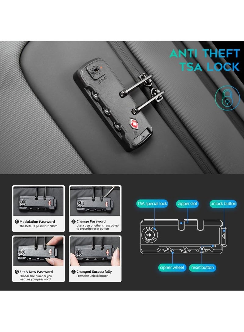 BANGE BANGE Anti Theft Backpack with USB charging Port,Lightweight Business Backpack for Men and Women   Grey(3 pocket for travel)  - Image 3