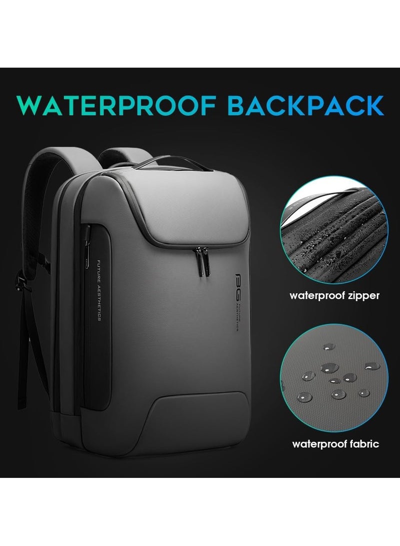 BANGE BANGE Anti Theft Backpack with USB charging Port,Lightweight Business Backpack for Men and Women   Grey(3 pocket for travel)  - Image 5
