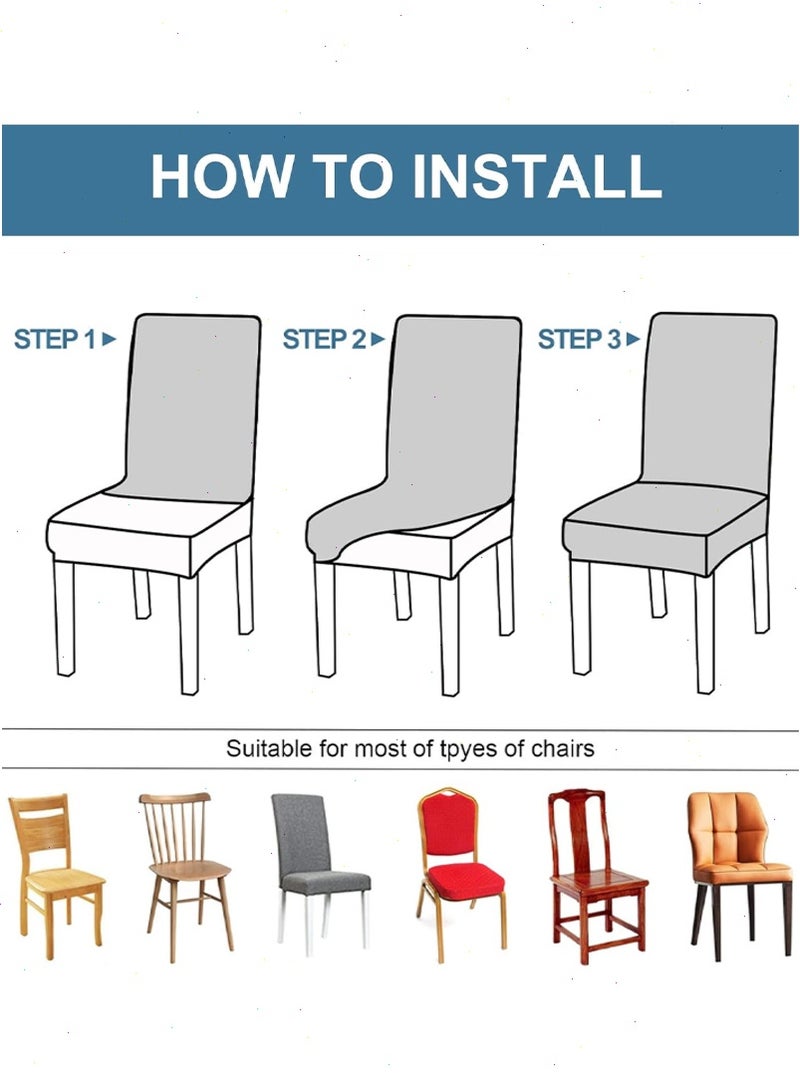 يواوليتي كرسي مقاوم للماء يغطي لغرفة الطعام مجموعة من 4 ، غطاء كرسي الطعام للإزالة بارسون كرسي الغلاف كرسي حماة يغطي للمطبخ - Image 3