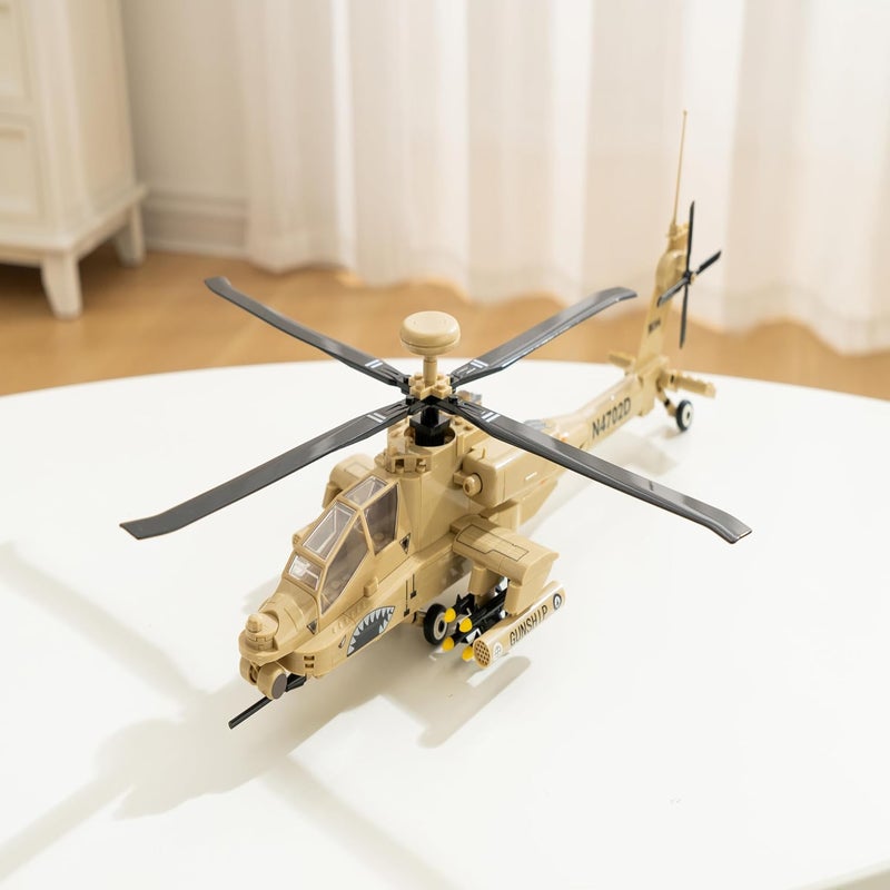 Apostrophe Games AH-64 Apache Helicopter Building Block Set – 259 Pieces - Ages 10+ - Image 3