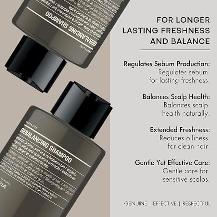 PREVIA Extralife Rebalancing Shampoo | Anti-Sebum Formula for Oily Hair and Scalp | Organic Ingredients | Vegan and Cruelty-Free | Dermatologically Tested | 3.38 oz - Image 4