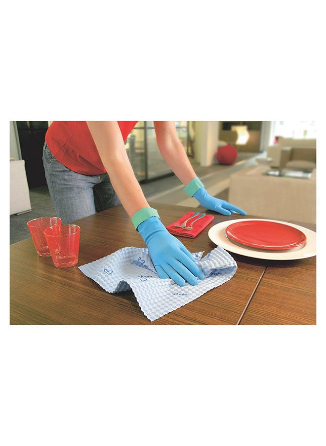 Vileda Vileda Comfort Extra Reusable Rubber Gloves L, Latex,  Absorbent Interior, Protects Your Skin, Blue & Green, Large Size (1 Pair Per Pack)  - Image 5