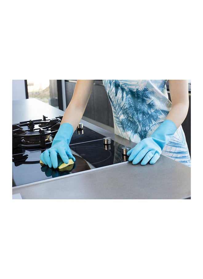 Vileda Vileda Comfort Extra Reusable Rubber Gloves L, Latex,  Absorbent Interior, Protects Your Skin, Blue & Green, Large Size (1 Pair Per Pack)  - Image 4