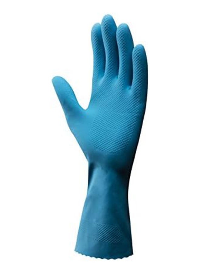 Vileda Vileda Comfort Extra Reusable Rubber Gloves L, Latex,  Absorbent Interior, Protects Your Skin, Blue & Green, Large Size (1 Pair Per Pack)  - Image 2