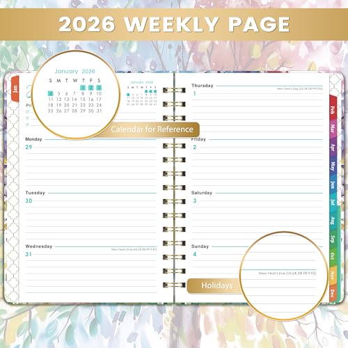 Coboll 2026 Planner - Planner 2026 Weekly and Monthly, January 2026 - December 2026, 6.4"x 8.5", with Elastic Closure, Inner Pocket, Coated Tabs - Image 4