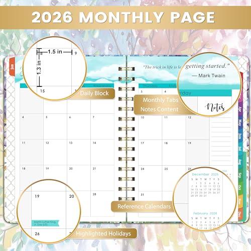 Coboll 2026 Planner - Planner 2026 Weekly and Monthly, January 2026 - December 2026, 6.4"x 8.5", with Elastic Closure, Inner Pocket, Coated Tabs - Image 3