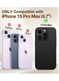 Houmt iPhone 15 Pro Max Case Silicone with 1X Camera Protector+ 1X Screen Protector Compatible with iPhone 15 Pro Max Cover Liquid Soft Silicone Inside Microfiber Lining Slim Thin Protective Case Cover  - Image 2