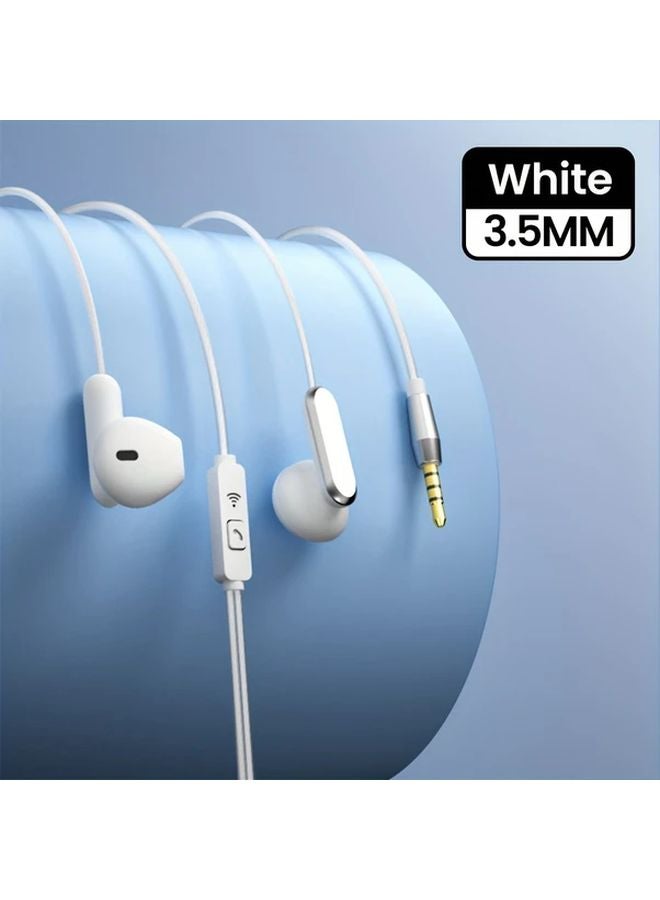 White In Ear Wired Headphones With Microphone 3 5mm - Image 1