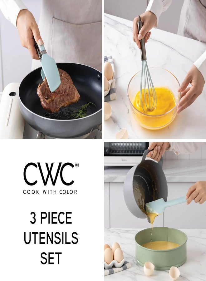 كوك ويذ كولرز مجموعة ملاقط مطبخ وشواء من الفولاذ المقاوم للصدأ برؤوس سيليكون، 3 قطع، لون أخضر - Image 5