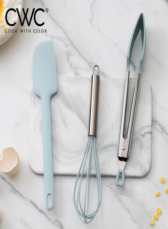 كوك ويذ كولرز مجموعة ملاقط مطبخ وشواء من الفولاذ المقاوم للصدأ برؤوس سيليكون، 3 قطع، لون أخضر - Image 2