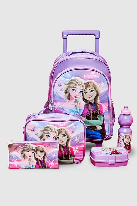 أر أند بي 5 Pack Frozen Print Trolley Backpack Set - 16"