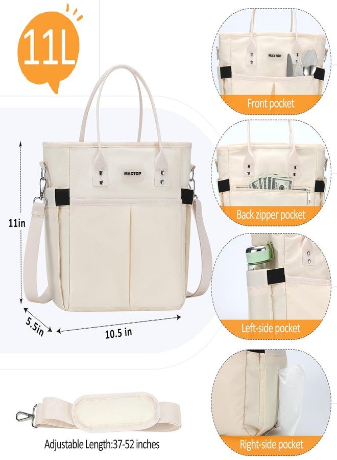 MAXTOP Lunch Bag Women for Work Insulated Thermal Lunch Box with Wide-Open Pocket Reusable Leakproof Cooler Bags with Removable Shoulder Strap for Teacher Nurse Office Picnic Travel Beige - Image 4