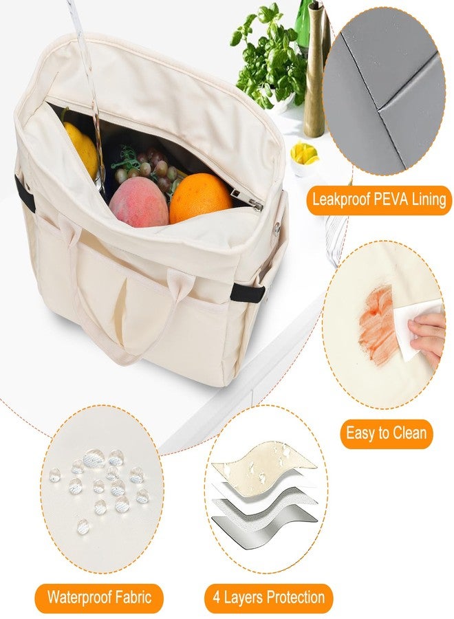 MAXTOP Lunch Bag Women for Work Insulated Thermal Lunch Box with Wide-Open Pocket Reusable Leakproof Cooler Bags with Removable Shoulder Strap for Teacher Nurse Office Picnic Travel Beige - Image 5