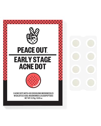 PEACE OUT Early Stage Acne Dots, Microneedling Acne Pimple Patches with 2% Salicylic Acid to Target Blemishes Forming Below the Surface (8 Count) - Image 1