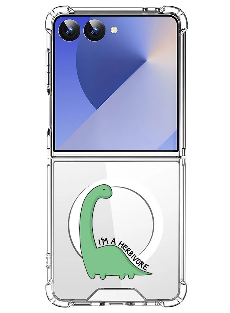 Theodor Magnetic Case for Samsung Galaxy Z Flip 7 Compatible with MagSafe Wireless Charging, Shockproof Phone Bumper Cover Dino - Image 1